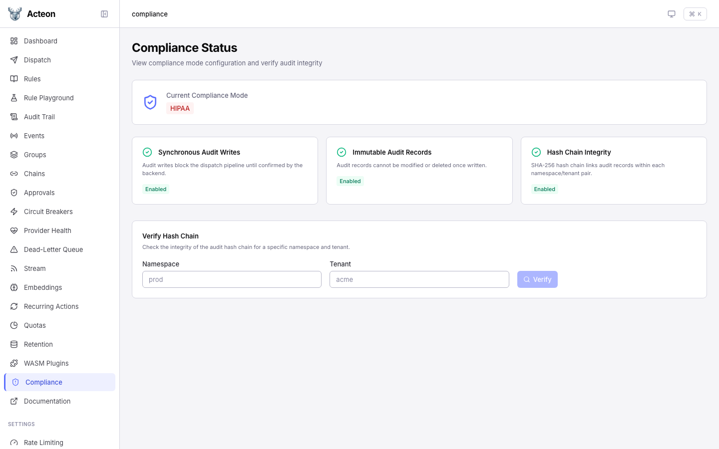 Compliance Status — HIPAA