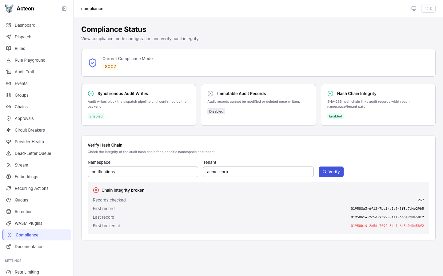 Chain Verification — Broken