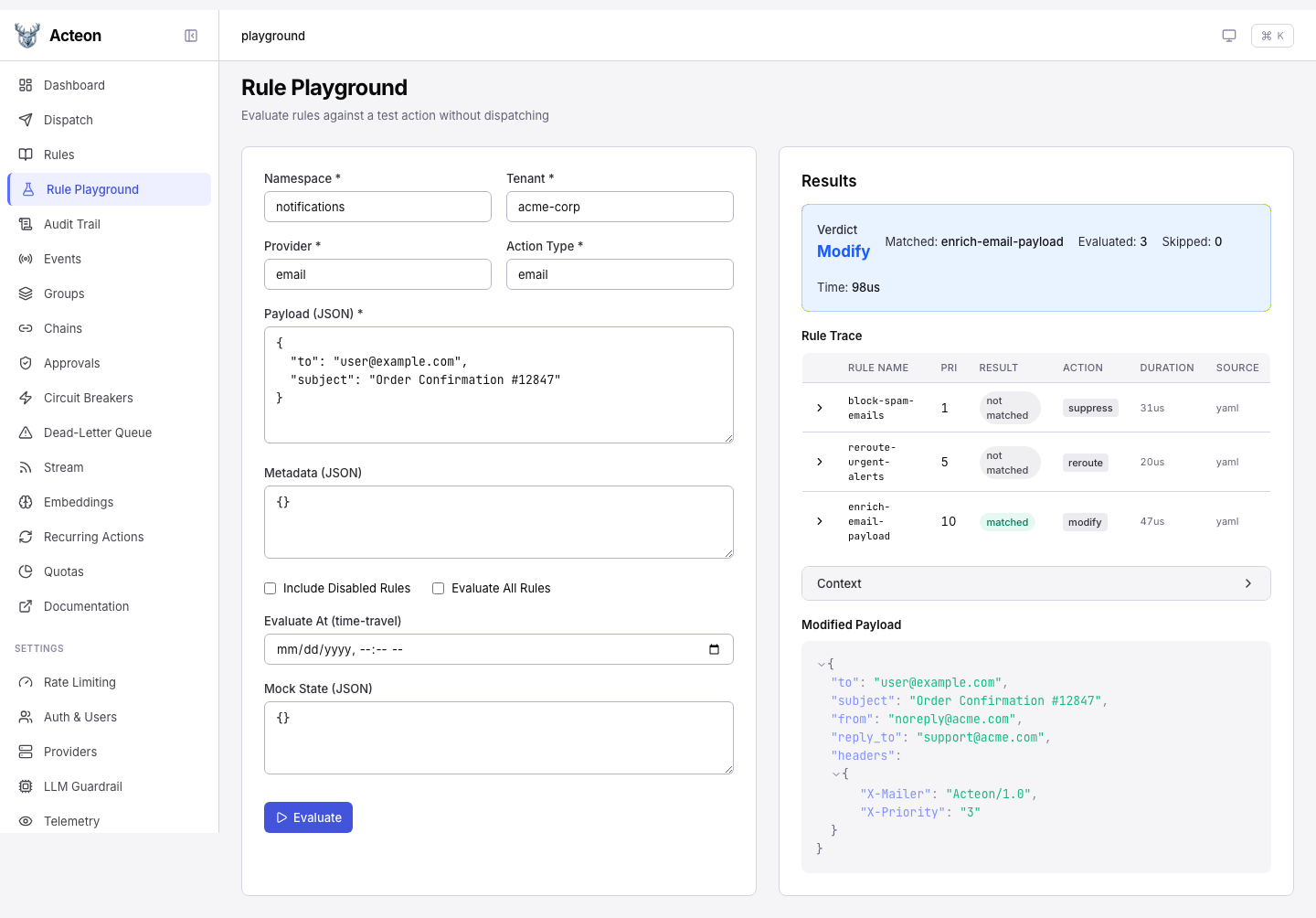 Modify Payload Preview