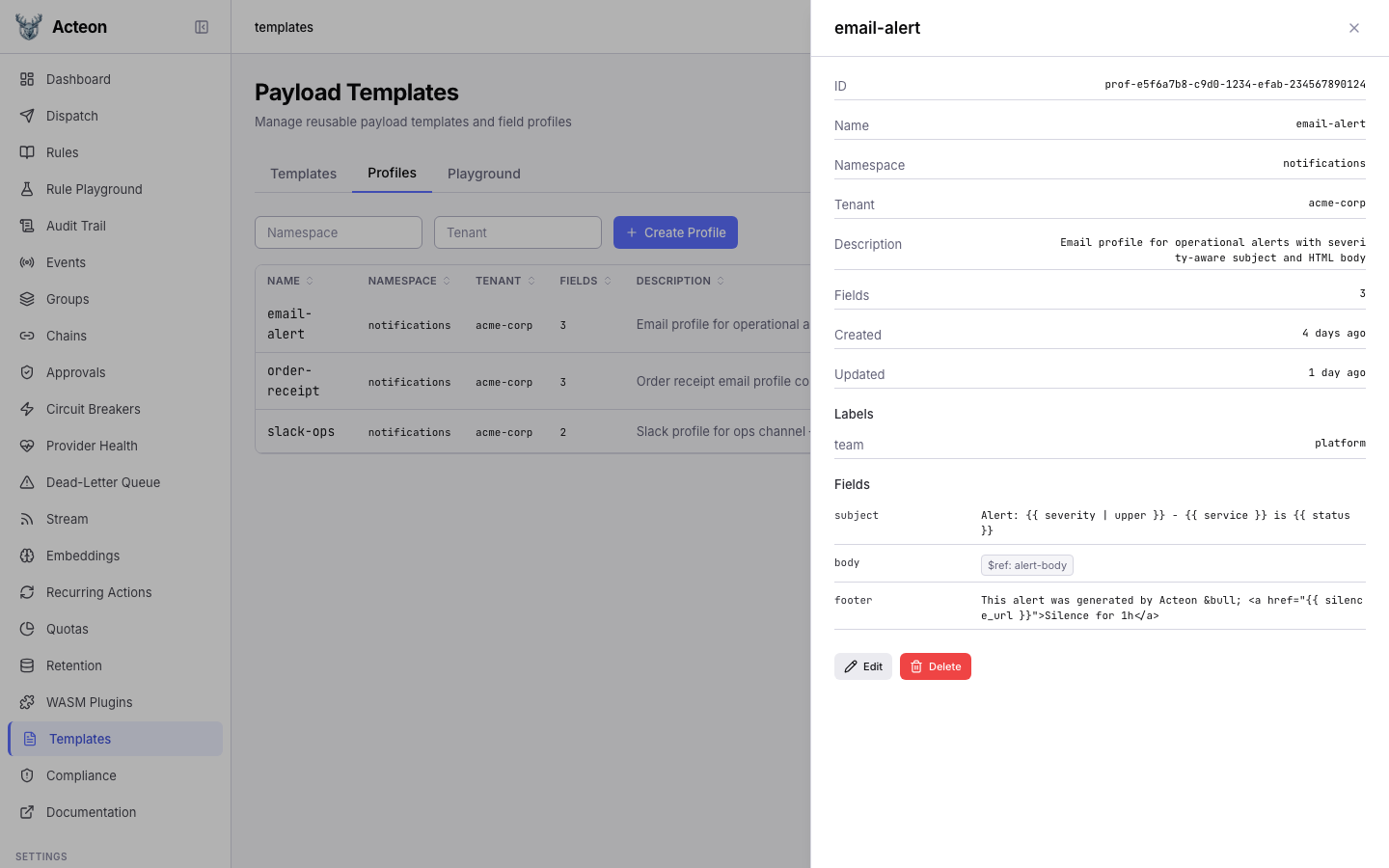 Profile detail drawer